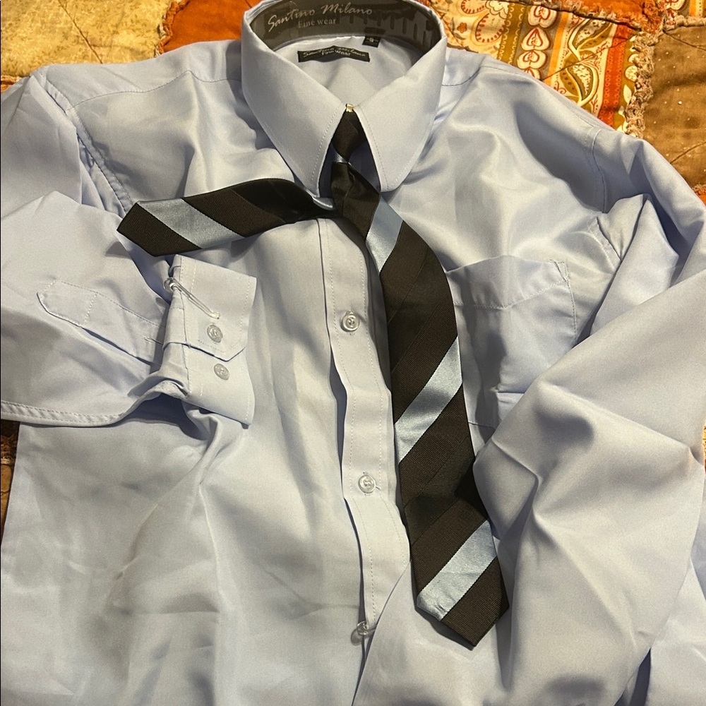 Santino Milano  Blue  dress Shirt tie
